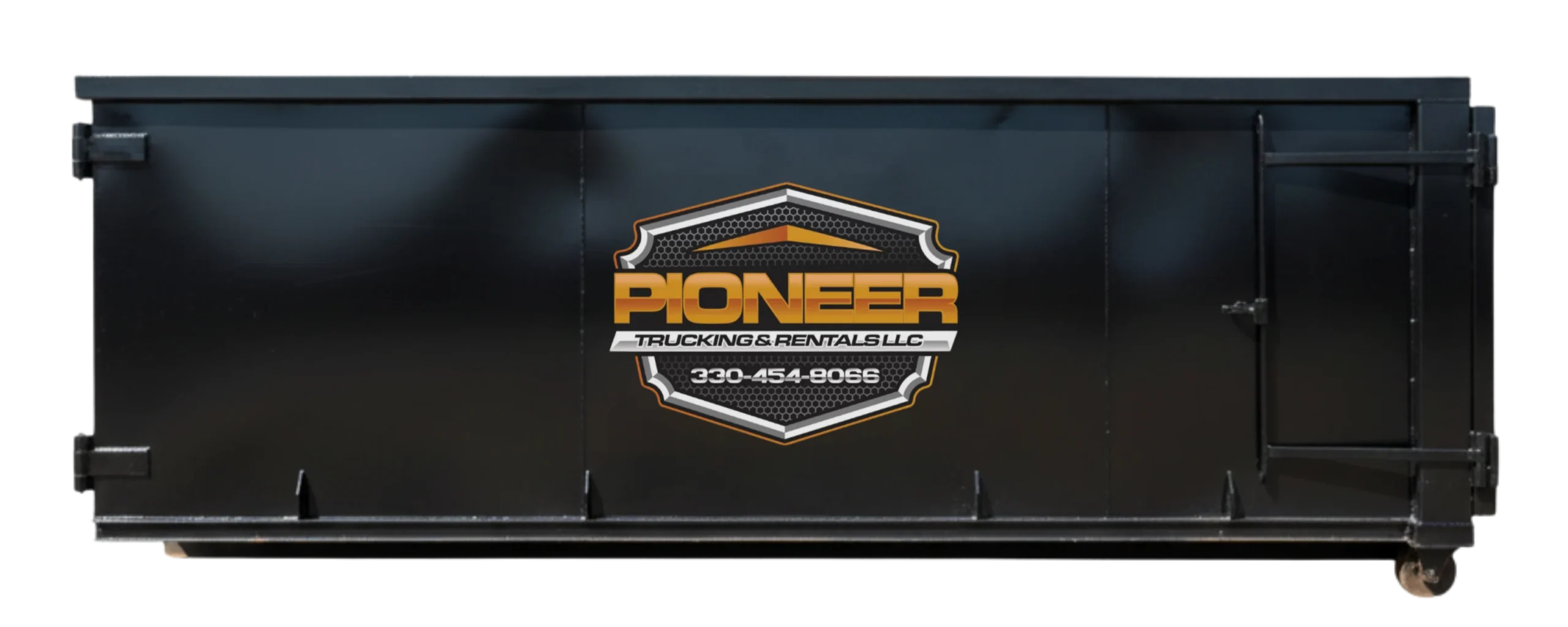Pioneer Trucking & Rentals Dumpster Rentals black 12 yard dumpster